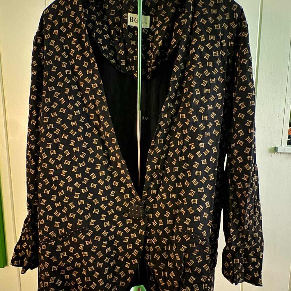 VINTAGE BGB 80s Print Black/Gold Blazer